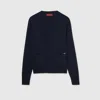 Gucci Fine Wool Knit Cardigan With Intarsia In Blue