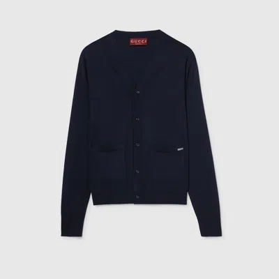 GUCCI GUCCI FINE WOOL KNIT CARDIGAN WITH INTARSIA