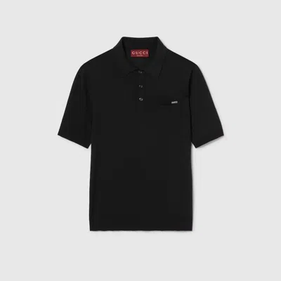 GUCCI GUCCI FINE WOOL KNIT POLO TOP WITH INTARSIA