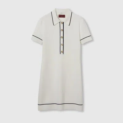 Gucci Fine Wool Polo Dress In White