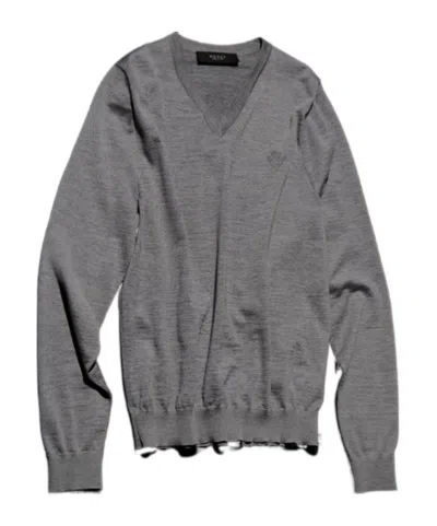 Gucci Fine Wool Sweater With Embroidery In Gray