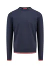 Gucci Blue Crewneck Sweater With Web Trims In Wool Man
