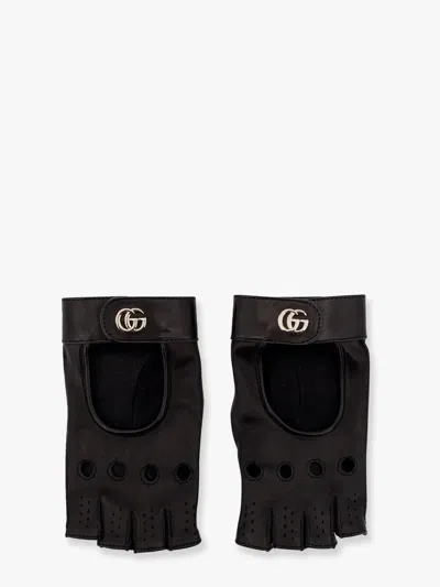 Gucci Fingerless Leather Gloves In Black