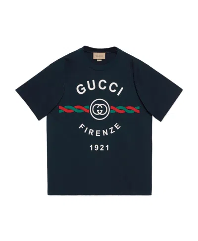 Gucci Firenze 1921 Cotton T-shirt In Black