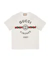 Gucci White Firenze 1921 Logo Cotton T-shirt In White