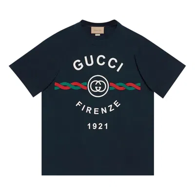 Pre-owned Gucci Firenze 1921 T-shirt 'dark Blue'