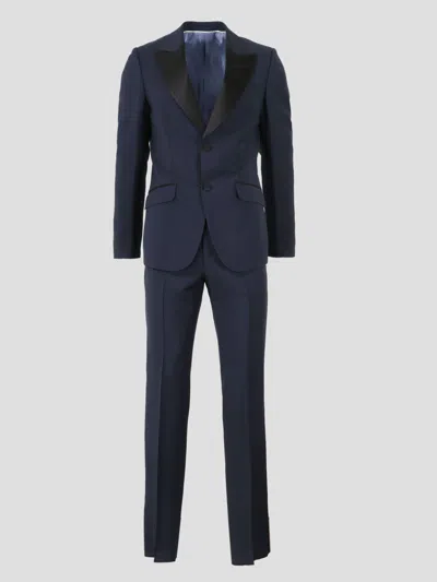 Gucci Fitted Mohair Wool Tuxedo In Blue
