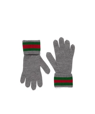 Gucci Five-finger Knitted Gloves In Gray