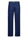 Gucci Blue Jeans With Front Pences And Logo Patch On The Rear In Denim Woman
