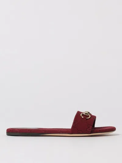 Gucci Flache Sandalen  Damen Farbe Burgunderrot In Burgundy