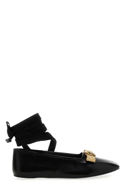 Gucci Logo-plaque Leather Ballerina Shoes In Black