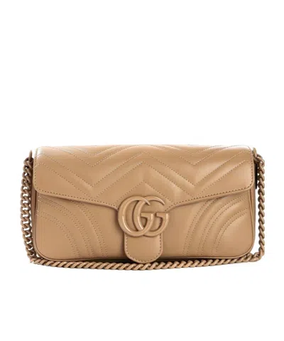 Gucci Flap Shoulder Bag In Nude