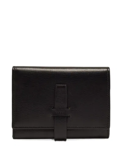 Pre-owned Gucci Flap Trifold Wallet In Black