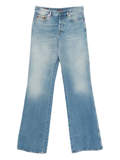 Gucci Flare Jeans In Denim Cotton Lightened Effect In Blue