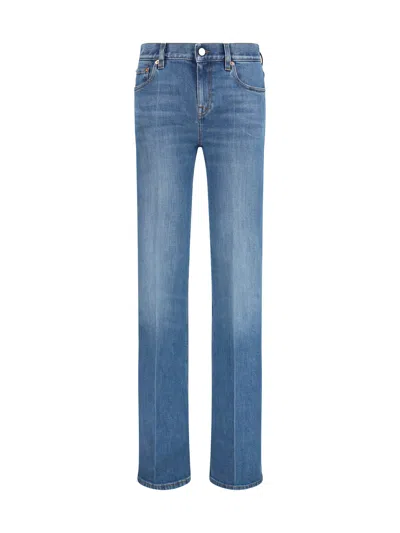 Gucci Flare Stretch Cotton Jeans In Blue