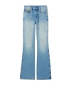 Gucci Cotton Denim Flare Pants With Bleached Effect In Blue