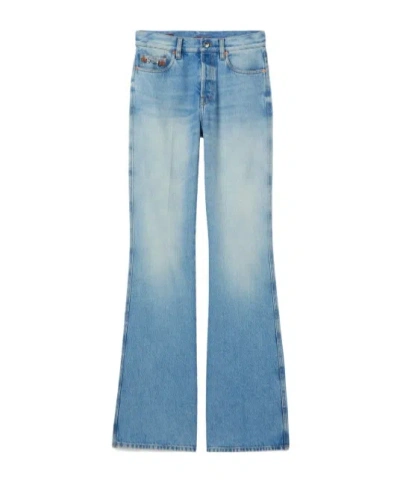 GUCCI FLARED BLEACHED COTTON DENIM PANTS