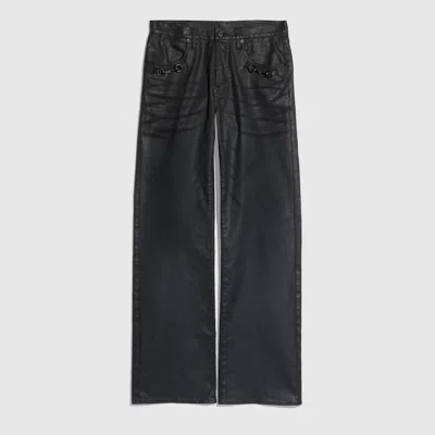 Gucci Flared Coated Cotton Twill Denim Pants In Black