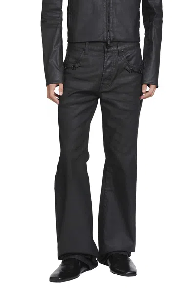 Gucci Flared Coated Cotton Twill Jeans In Black