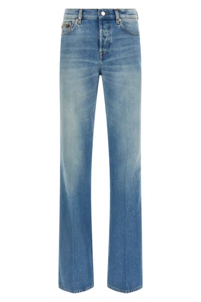 Gucci Flared Jeans With Horsebit Detail In Hellblau