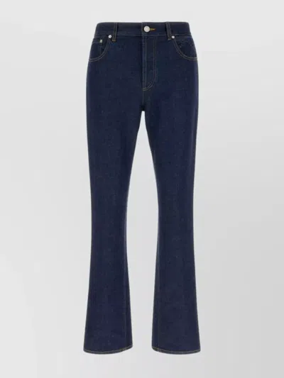 Gucci Mens Dark Blue Brand-embossed Mid-rise Straight-leg Jeans