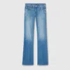 Gucci Flared Stretch Cotton Denim Pants In Blue