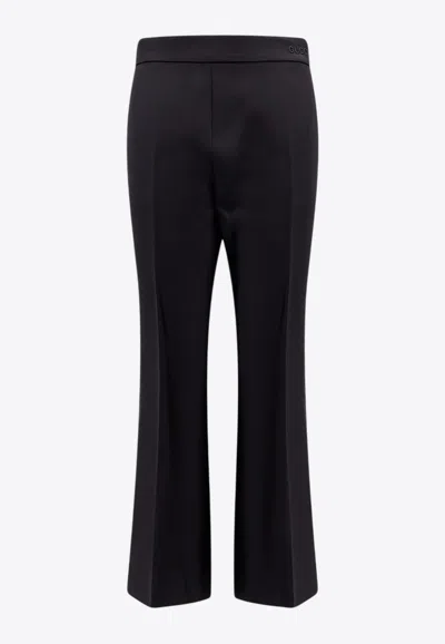 Gucci Black Flared Pants With Pences In Wool Woman In Multicolor