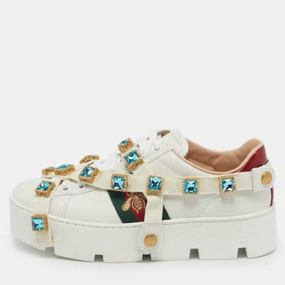 Pre-owned Gucci Flashtrek Chunky Size 35 White Leather Low Top Sneakers
