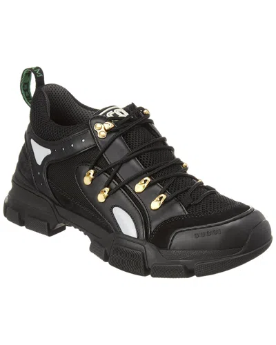 Gucci Flashtrek Leather & Mesh Sneaker In Black