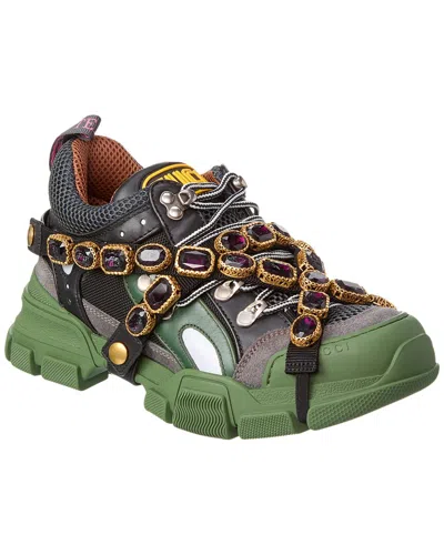 Gucci Flashtrek Leather & Mesh Sneaker In Grey