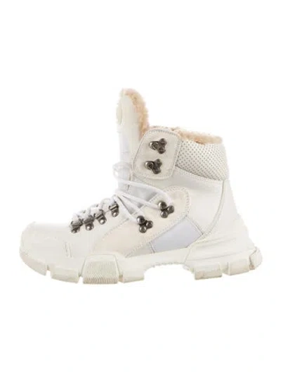 Pre-owned Gucci Flashtrek Leather Hiking Boots In Neutral