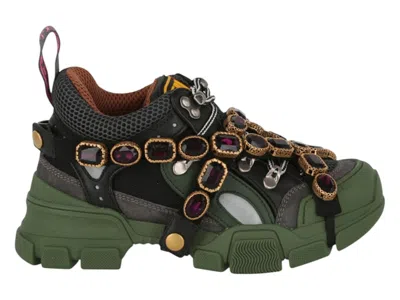 Pre-owned Gucci Flashtrek Sega Removable Crystal (women's) Sneakers In Green