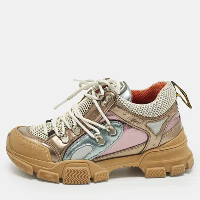 Pre-owned Gucci Flashtrek Size 36 Multicolor Leather And Mesh Lace Up Sneakers
