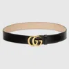 Gucci Flat Marmont Belt In Black