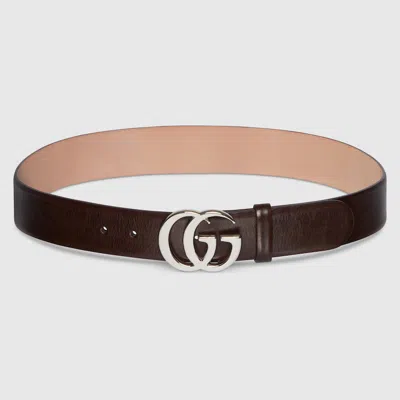 Gucci Flat Marmont Leather Belt In Brown