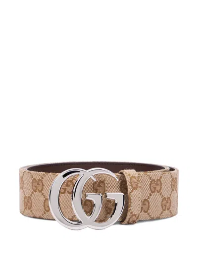 Gucci Flat Marmont Belt In Neutral