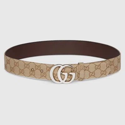Gucci Flat Marmont Belt In Brown