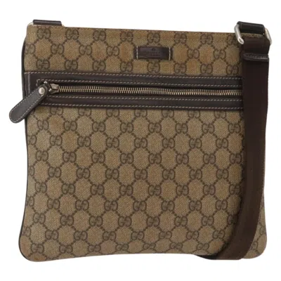 Pre-owned Gucci Flat Messenger Bag Gg Coated Canvas Beige Pvc Shoulder Bag Bag () In Sand