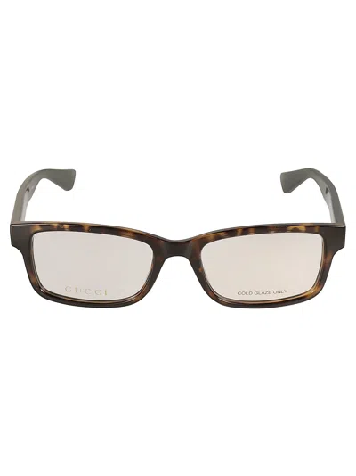Gucci Flat Rectangle Logo Lens Frame In Brown
