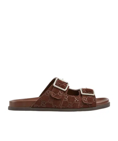 Gucci Flat Sandals In Brown
