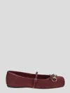 Gucci Bordeaux Ballet Shoes With Horsebit And Bow Detail On The Front In Canvas Woman In Burgundy