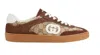 Gucci Gg-canvas Suede Sneakers In Brown