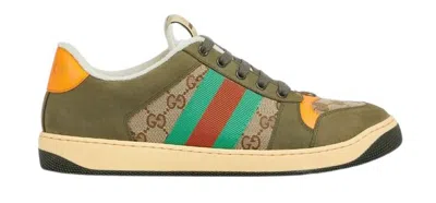 Gucci Men Screener Low-top Leather And Gg Supreme Fabric Sneakers In Multi