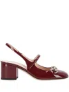 Gucci Patent Leather Slingback Pumps In R.ancora