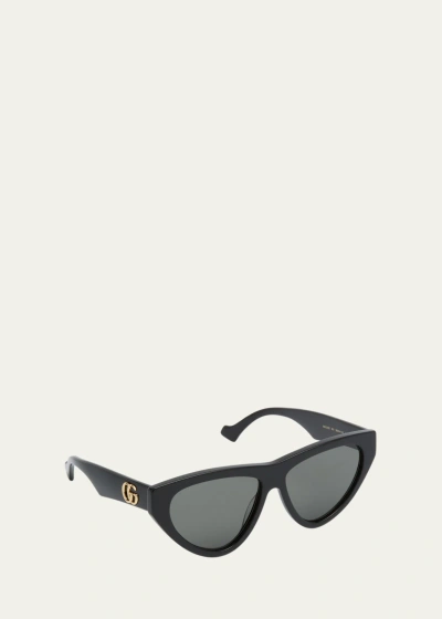 Gucci Flat-top Acetate Cat-eye Sunglasses In 001 Black