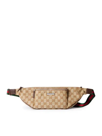Gucci Gg Supreme Web-stripe Belt Bag In Brown