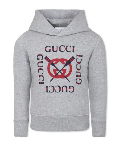 Gucci Fleece Hooded Hoodie In Gray