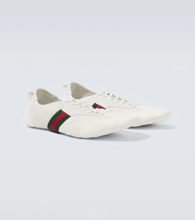 Gucci White Leather And Suede Flex Sneakers In Multi