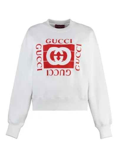 Gucci Cotton Crew-neck Sweatshirt In White