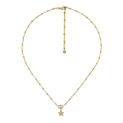 Gucci Flora 18k Necklace With Diamonds In Yellow